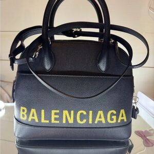 Balenciaga Ville Top Handle Bag Navy Blue/Yellow